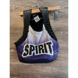Spirit Of texas Cheer Tank Top Bra size Small Varsity Bling black purple